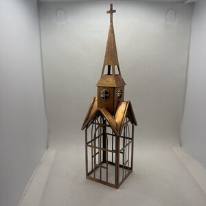 Teleflora Williamsburg Christmas Chapel Church Tealight Candle Holder Copper 12"